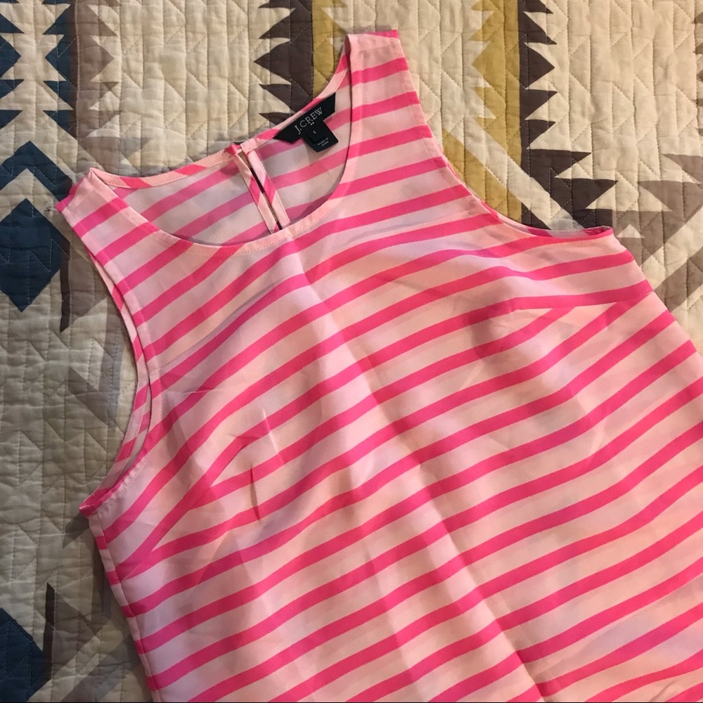 J. Crew Pink Striped Sleeveless Blouse